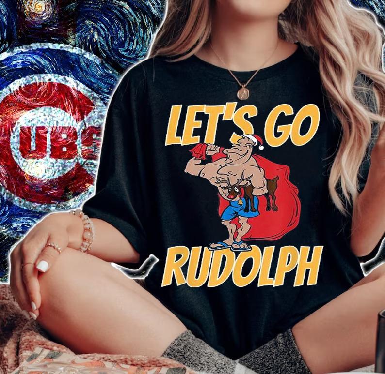 Let's Go Rudolph Santa Fitness Santa Claus Funny Christmas Funny T-Shirt t-shirt woman shirt