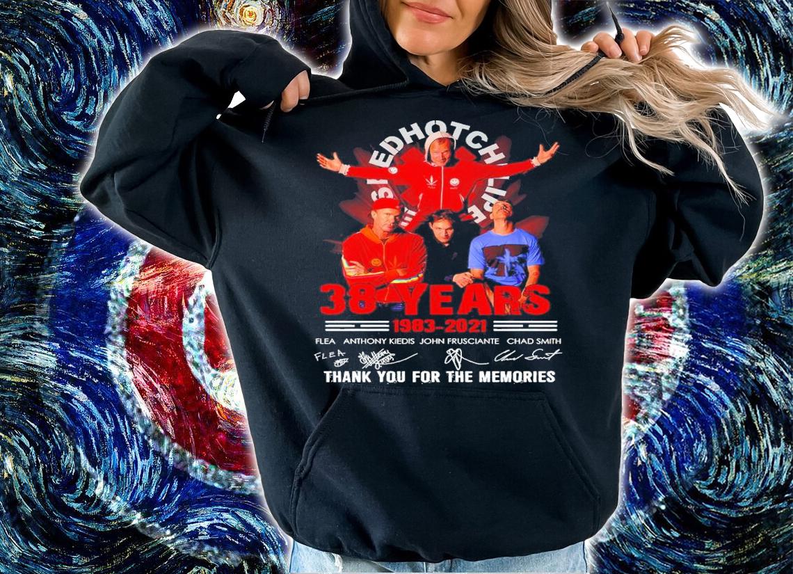 Red Hot Chili Peppers 38 Years 1983-2021 Signatures Thank You For The Memories Shirt t-shirt hoodie