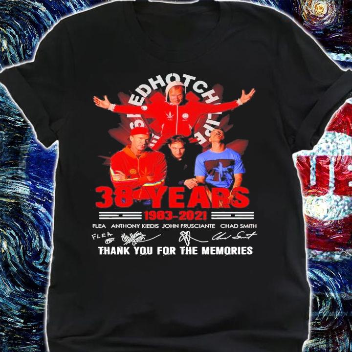 Red Hot Chili Peppers 38 Years 1983-2021 Signatures Thank You For The Memories Shirt t-shirt shirt