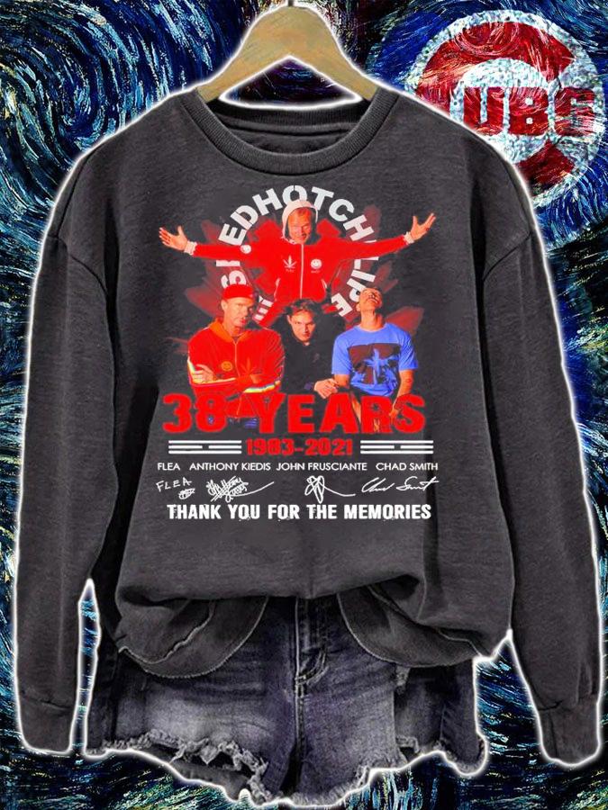 Red Hot Chili Peppers 38 Years 1983-2021 Signatures Thank You For The Memories Shirt t-shirt sweatshirt