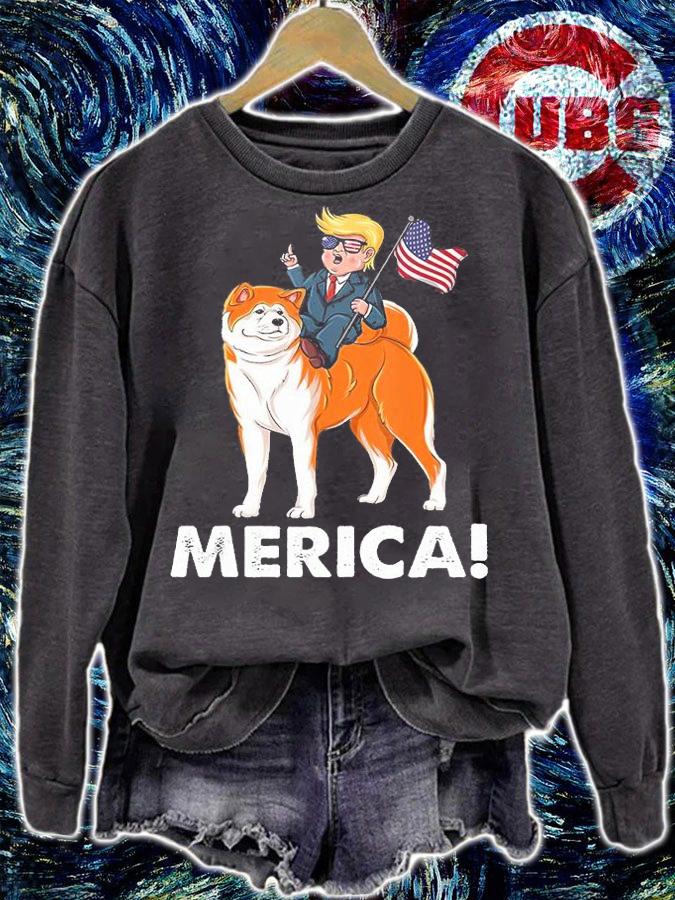 Trump Merica Akita Dog American Hero Funny T-shirt t-shirt