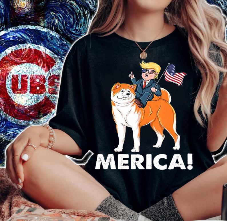 Trump Merica Akita Dog American Hero Funny T-shirt t-shirt