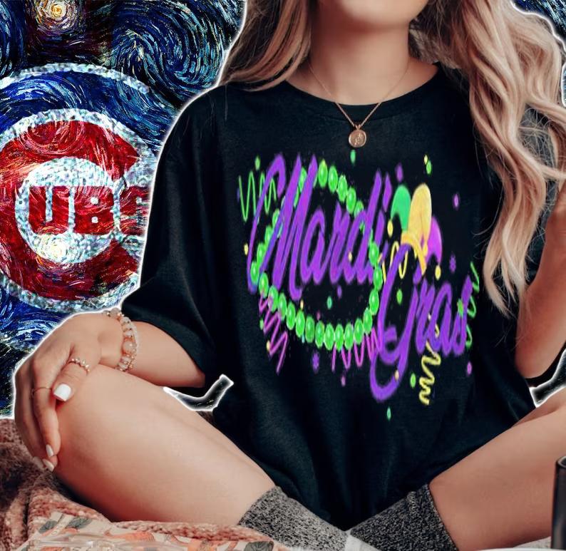 Mardi Gras text logo T-shirt t-shirt woman shirt