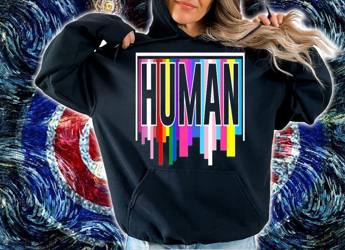 HUMAN Flag LGBT Rainbow Gay Pride Month Transgender T-Shirt hoodie