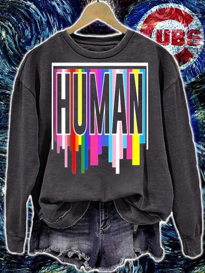 HUMAN Flag LGBT Rainbow Gay Pride Month Transgender T-Shirt sweatshirt