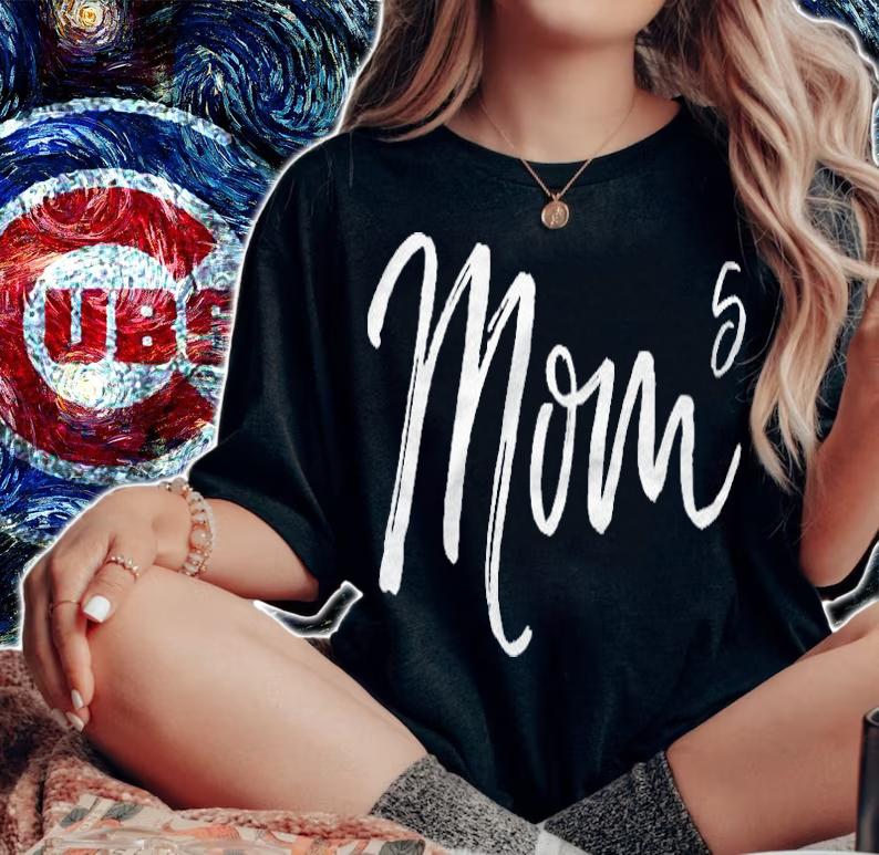Mom Of 5 Pregnancy Announcement Gift Mom To The Fifth Power T-shirt woman shirt