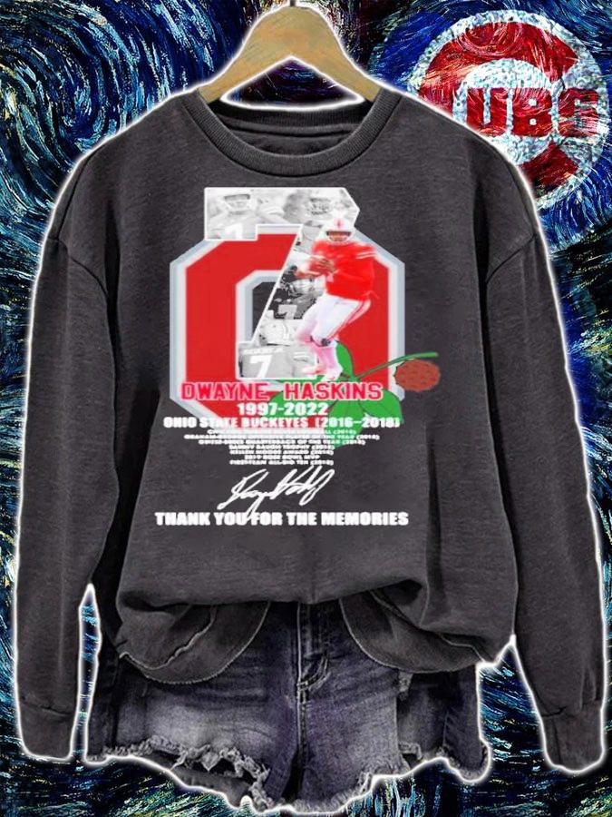 Dwayne Haskins 7 1997-2022 Ohio State Buckeyes 2016-2018 Signatures Thank You For The Memories Shirt