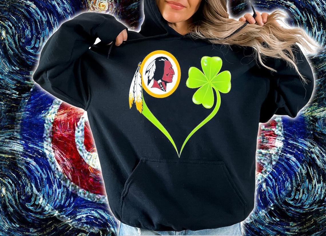 Washington Redskins Shamrock Heart St Patrick's Day T-Shirt
