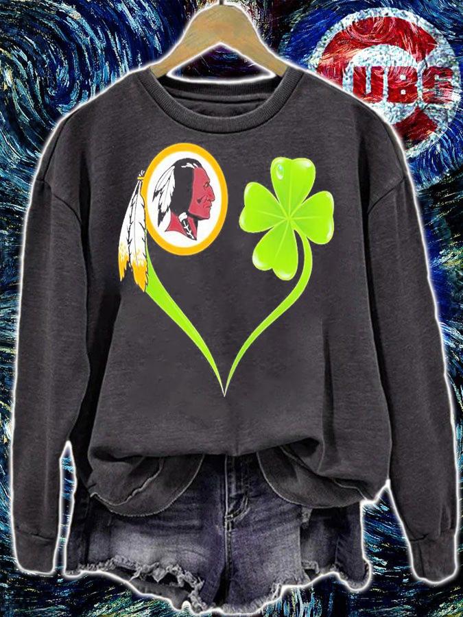 Washington Redskins Shamrock Heart St Patrick's Day T-Shirt