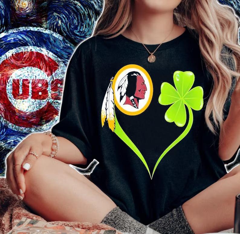 Washington Redskins Shamrock Heart St Patrick's Day T-Shirt