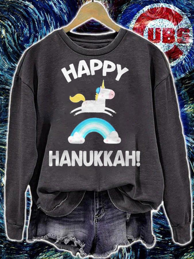 Happy Hanukkah Unicorn Funny Jewish Pajamas Gift Shirt