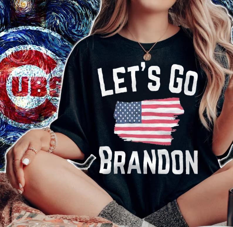 Lets Go Brandon Funny FJB American Flag T-Shirt woman shirt