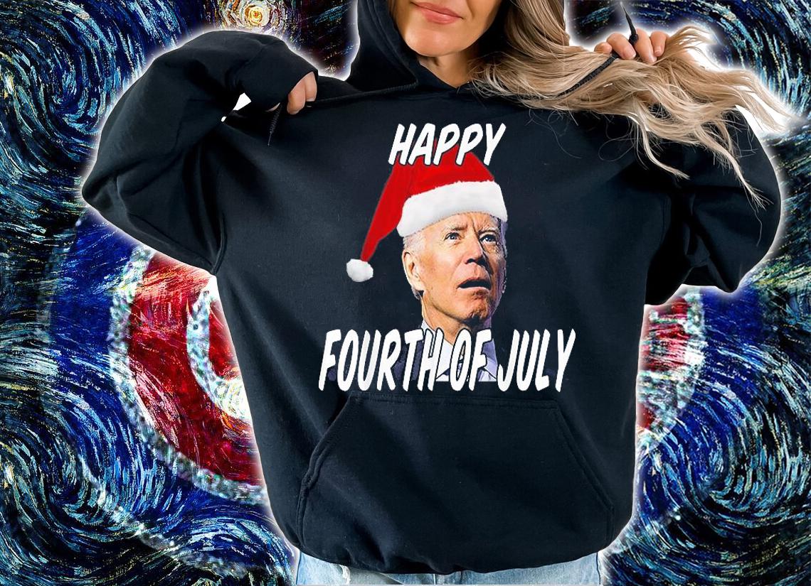 Funny Anti Joe Biden Happy Fourth Of July Merry Christmas T-Shirt