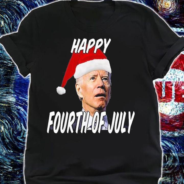 Funny Anti Joe Biden Happy Fourth Of July Merry Christmas T-Shirt