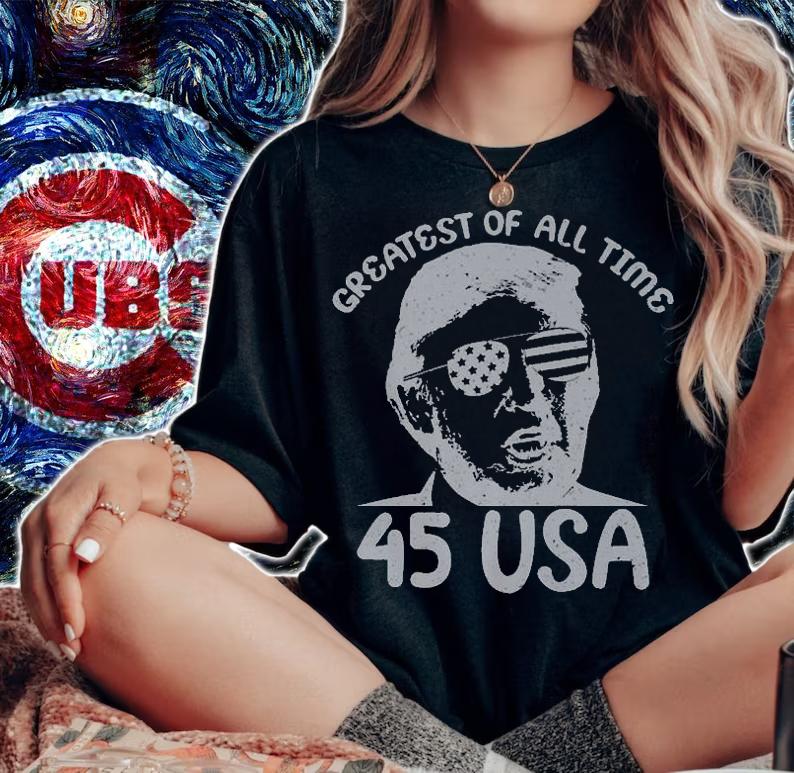 Greatest Of All time 45Th President Trump American Flag Sunglasses T-Shirt woman shirt