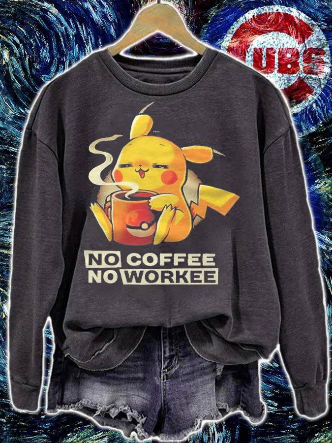 Pikachu pokemon no coffee no workee T-shirt