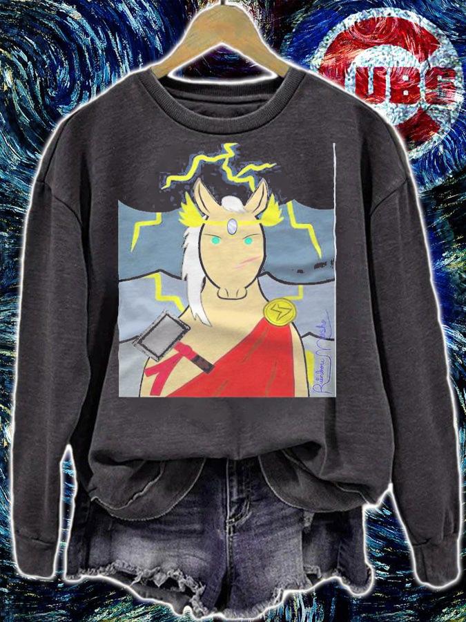 Rainbow Mosho Thor as a horse T-shirt sweatshirt
