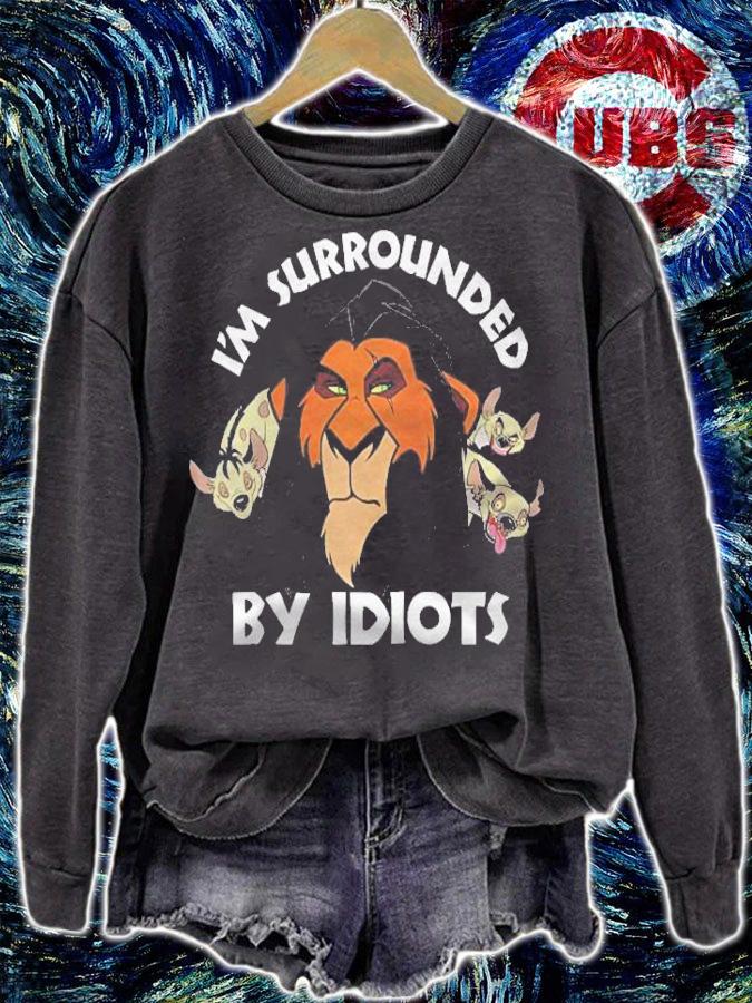The Lion King Scar Im Surrounded By Idiots Portrait Raglan Baseball T-shirt sweatshirt