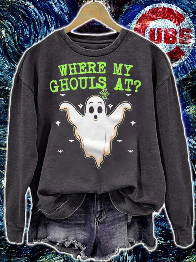 Womens Ghouls & Ghost Fun Costume Where My Ghouls At Shirt sweatshirt