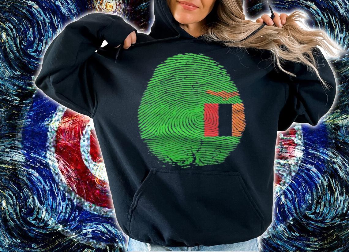 Zambia Flag Fingerprint It Is In My Dna Gift For Zambians Pullover T-shirt hoodie