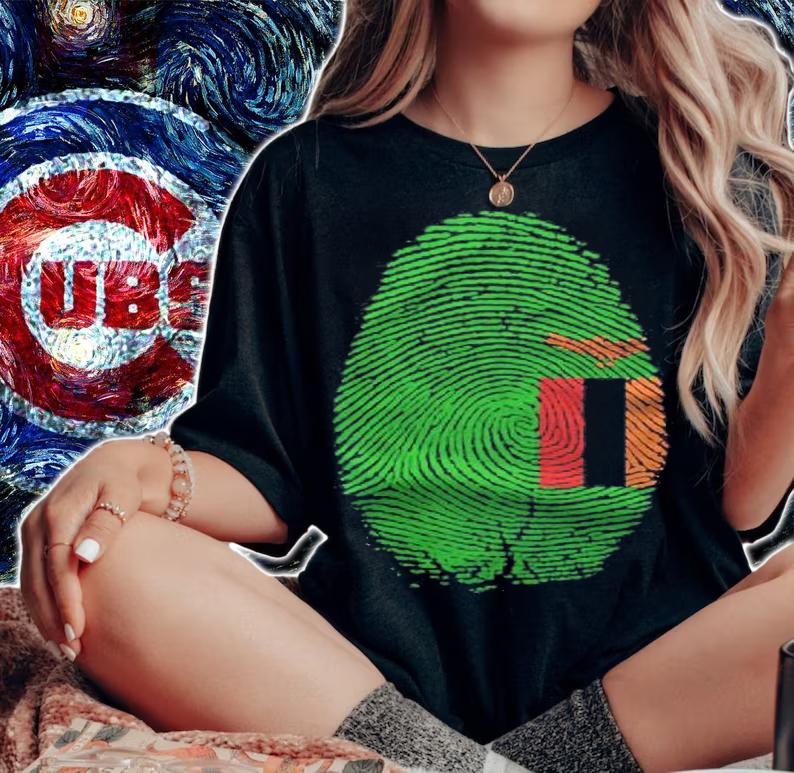 Zambia Flag Fingerprint It Is In My Dna Gift For Zambians Pullover T-shirt woman shirt