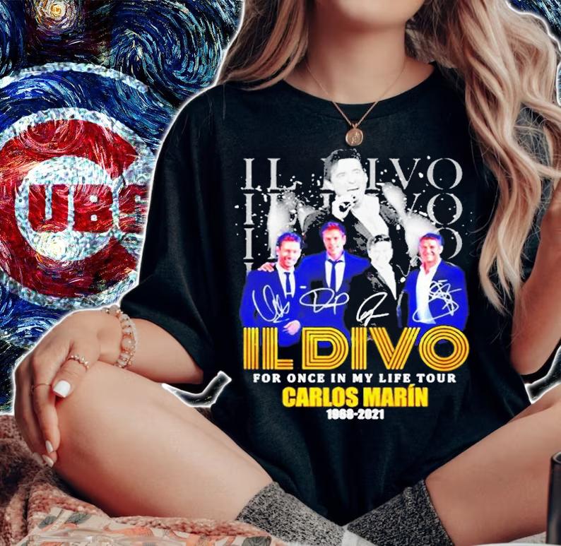 Il Divo For Once In My Life Tour Carlos Marin 1968 2021 Signatures t-shirt