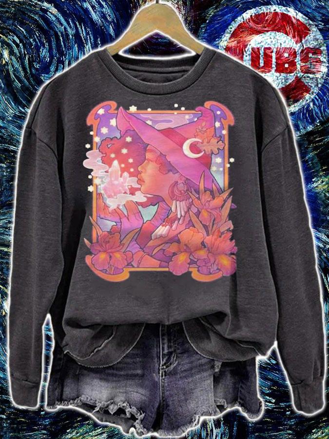 Crystal Witch Fitted Halloween Witchcraft T-shirt sweatshirt