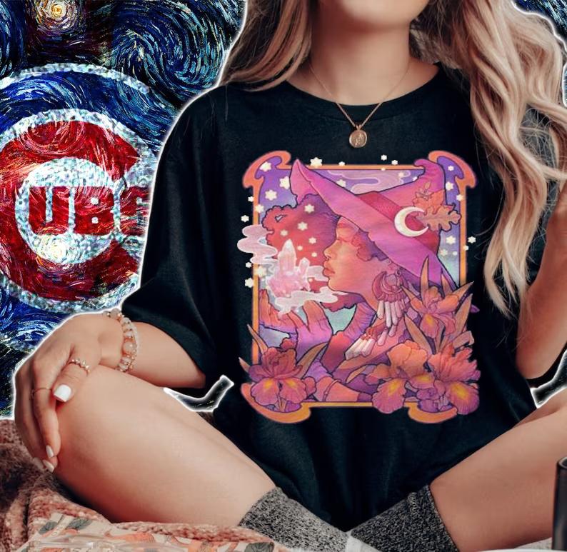Crystal Witch Fitted Halloween Witchcraft T-shirt woman shirt