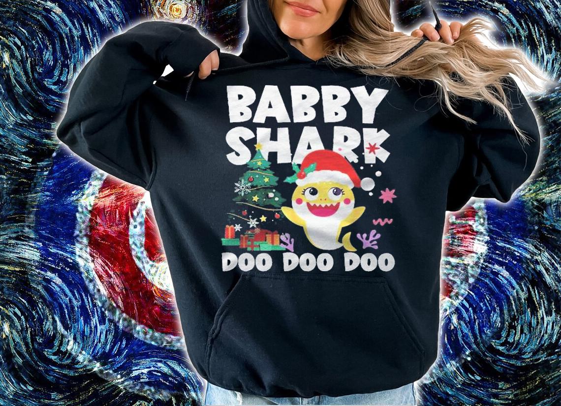 Grandpa Shark Around Christmas Tree Christmas Family Shark Shirt hoodie