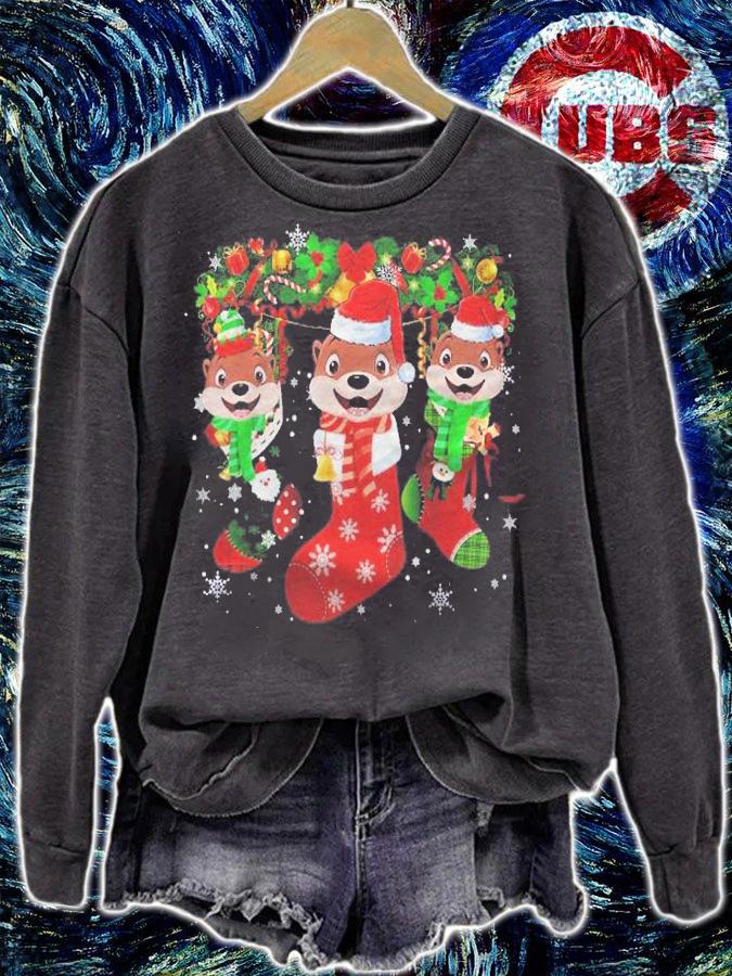 Otter Socks Christmas Funny Family Pajamas Christmas Shirt sweatshirt