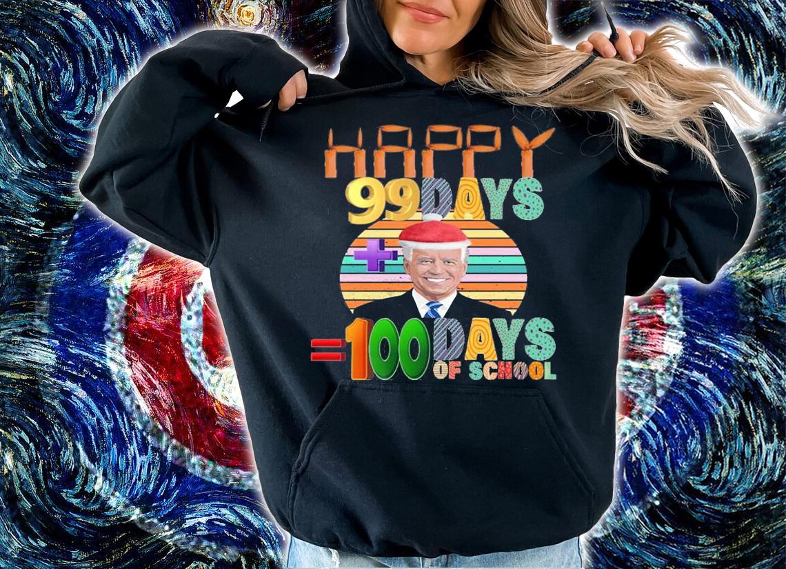 Santa Joe happy Biden 100 Days of School T-Shirt