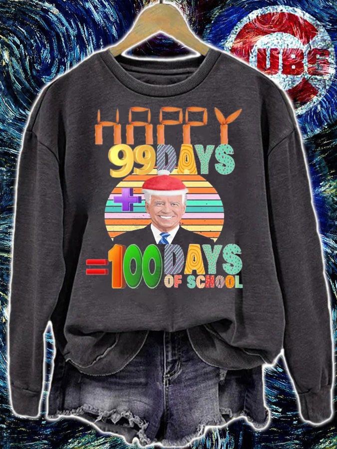 Santa Joe happy Biden 100 Days of School T-Shirt