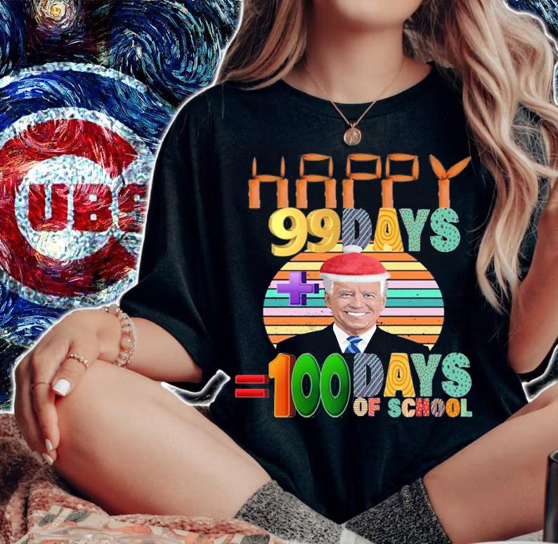 Santa Joe happy Biden 100 Days of School T-Shirt