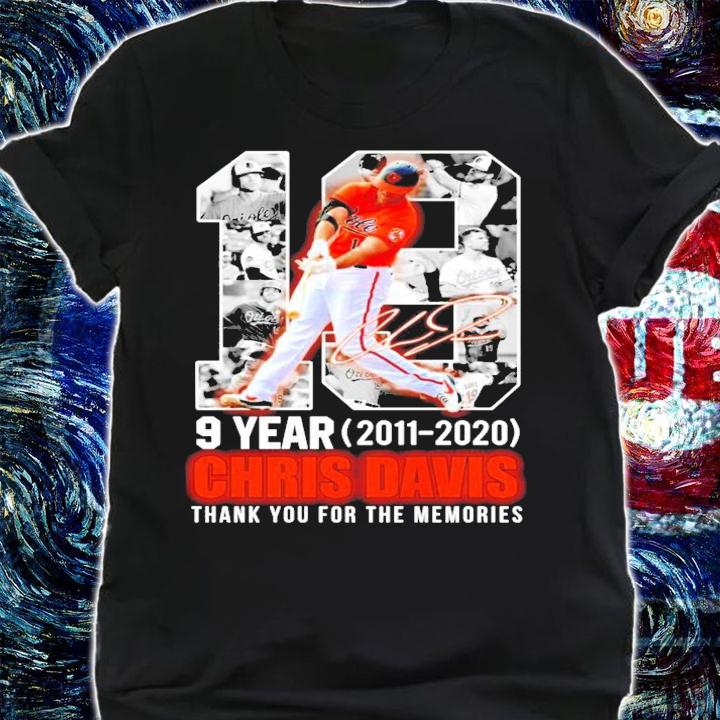 9 years 2011 2021 Chris Davis thank you for the memories signature t-shirt shirt