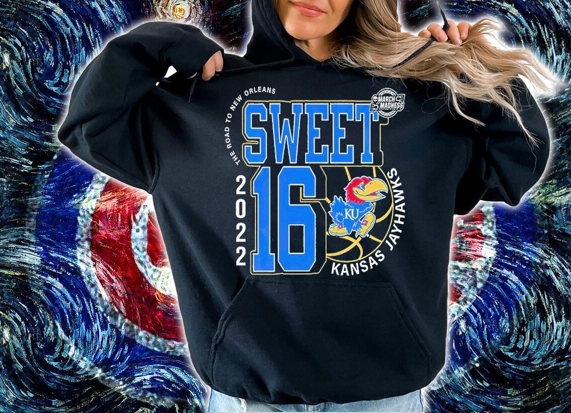 Kansas Jayhawks March Madness Sweet 16 NCAA The Road To New Orleans 2022 T-Shirt hoodie