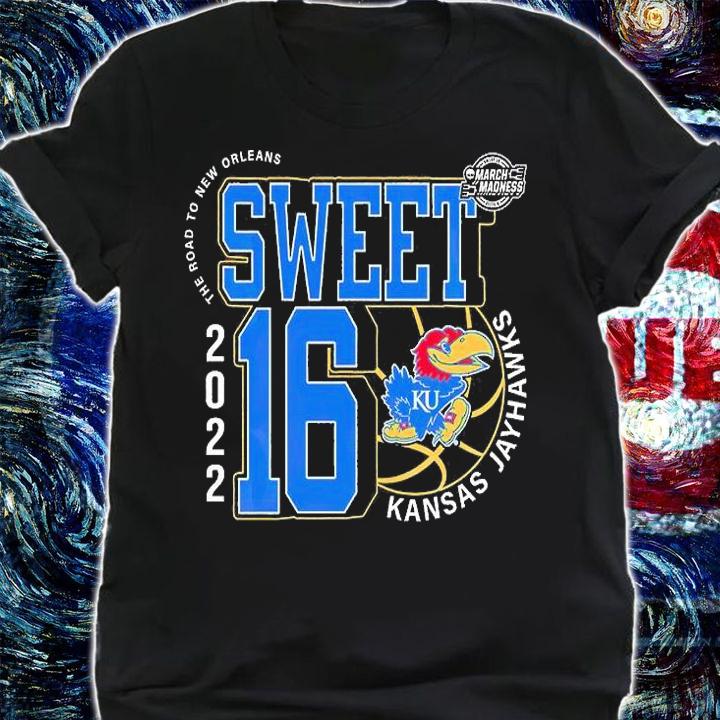 Kansas Jayhawks March Madness Sweet 16 NCAA The Road To New Orleans 2022 T-Shirt shirt