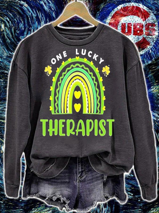 One Lucky Therapist Gold Rainbow St Patrick's Day Shamrock T-Shirt