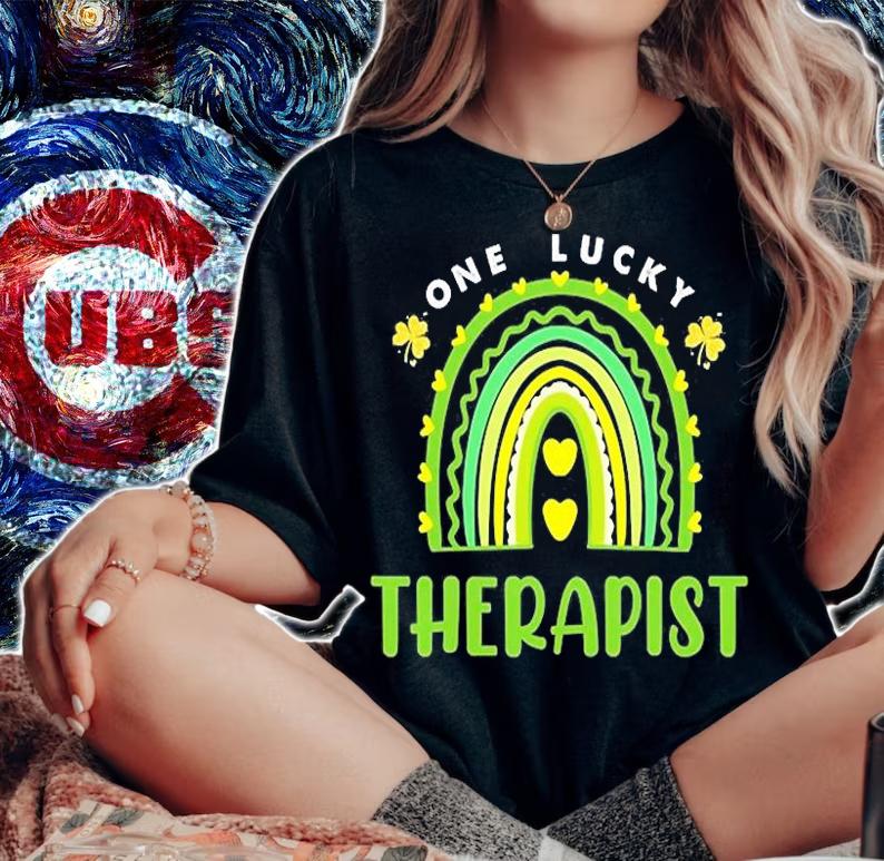 One Lucky Therapist Gold Rainbow St Patrick's Day Shamrock T-Shirt