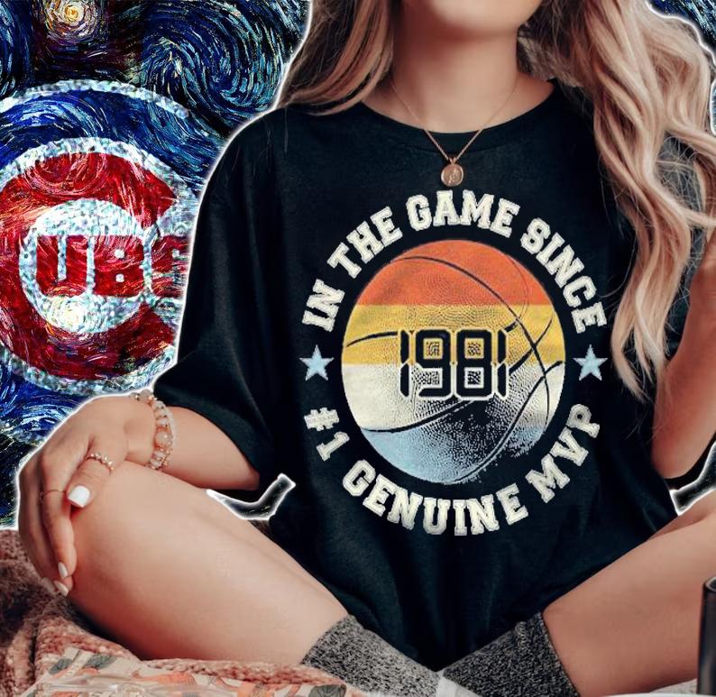 Vintage Retro Basketball 1981 40Th Birthday Sunset Ball Gift Shirt woman shirt