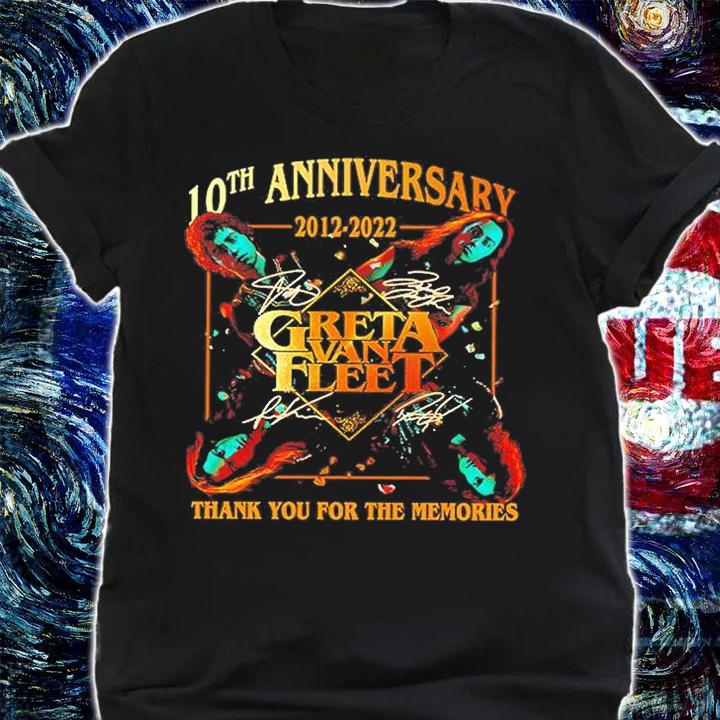 Greta Van Fleet 10th Anniversary 2012-2022 Thank You For The Memories T-Shirt shirt