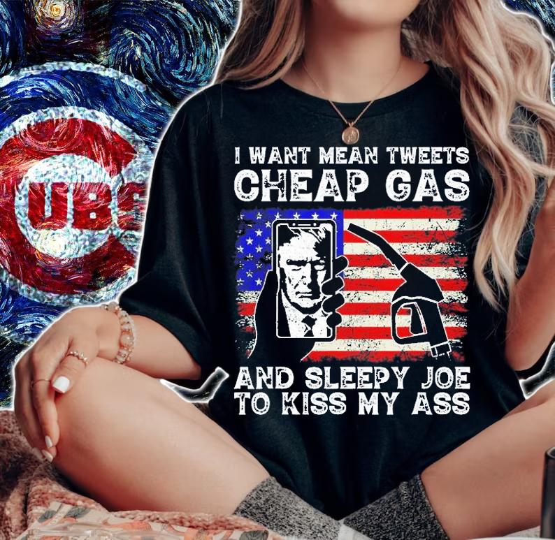 I Want Mean Tweets Cheap Gas Pro Trump 2024 Usa Vintage Flag T-Shirt woman shirt