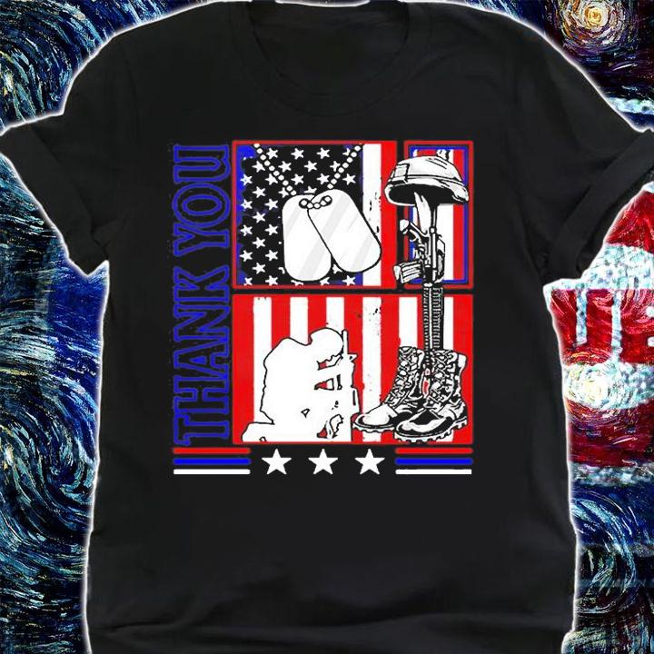 Memorial Day Hank You Dog Tags American Military Boots Flag 4th Of July Patriotic Independence Day Gift T-Shirt shirt