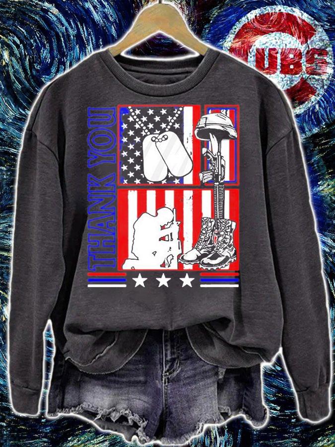 Memorial Day Hank You Dog Tags American Military Boots Flag 4th Of July Patriotic Independence Day Gift T-Shirt sweatshirt