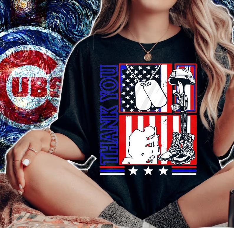 Memorial Day Hank You Dog Tags American Military Boots Flag 4th Of July Patriotic Independence Day Gift T-Shirt woman shirt