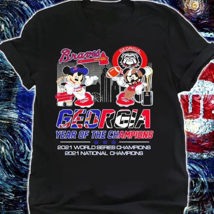 Mickey Mouse Georgia Bulldogs X Atlanta Braves 2021 Georgia Year Of The Champions 2021 World Series Champions Shirt shirt
