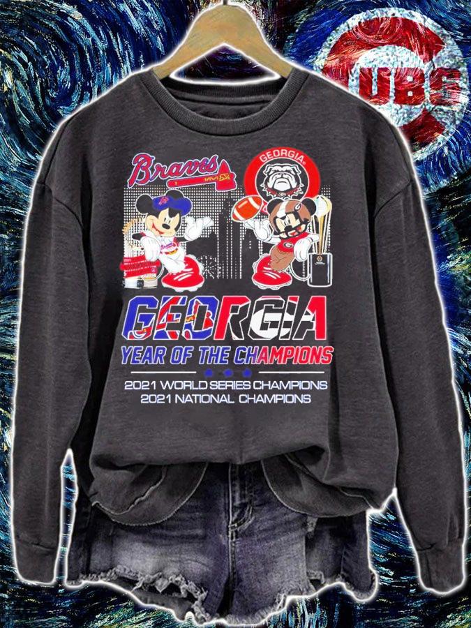 Mickey Mouse Georgia Bulldogs X Atlanta Braves 2021 Georgia Year Of The Champions 2021 World Series Champions Shirt sweatshirt