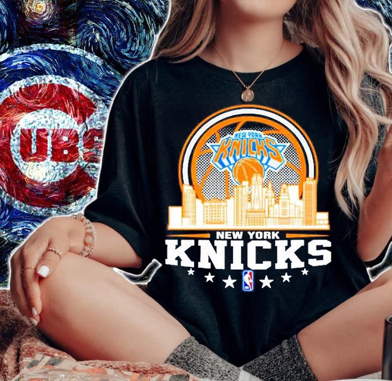 New York Knicks NBA City Skyline T-Shirt woman shirt