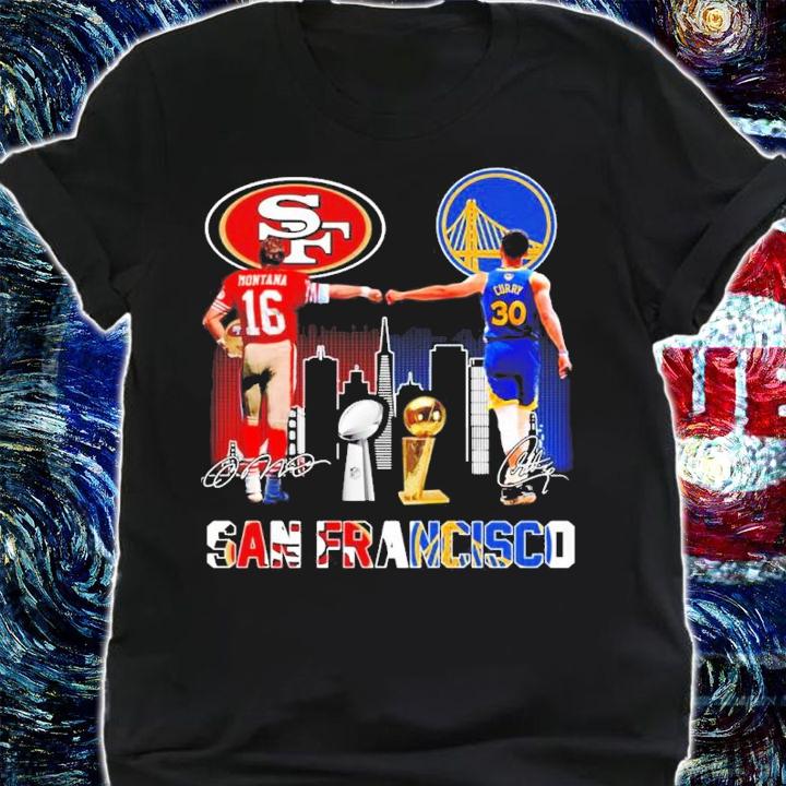 SAN FRANCISCO San Francisco 49ers Joe Montana Vs Golden State Warriors Stephen Curry Signatures Shirt shirt