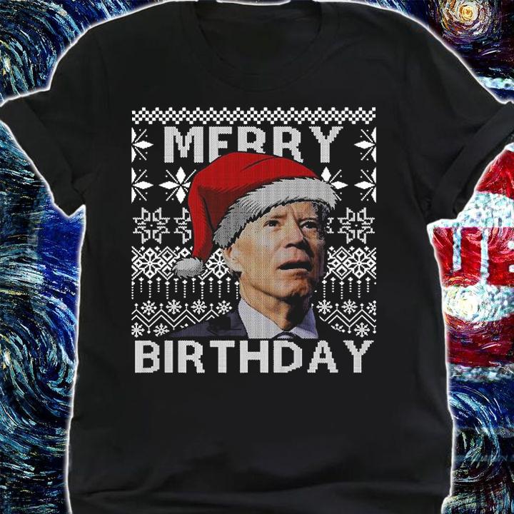 Santa Joe Biden Merry Birthday Confused Funny Ugly T-Shirt shirt