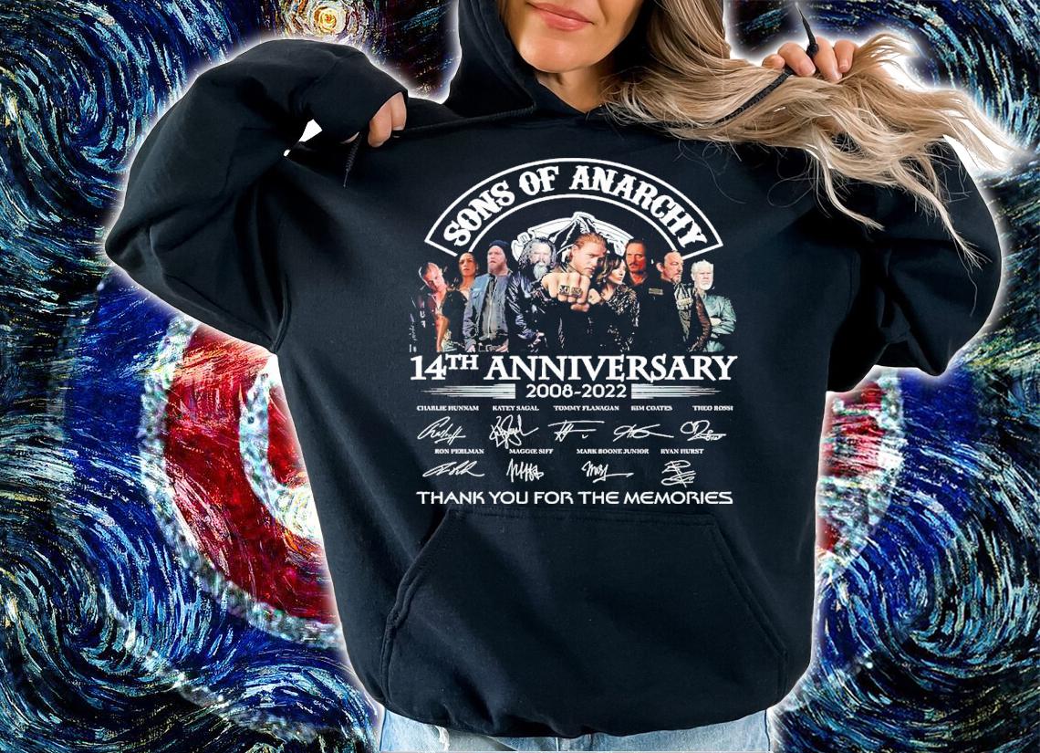 Sons Of Anarchy 2008-2022 14th Anniversary Signatures Thank You For The Memories Shirt hoodie